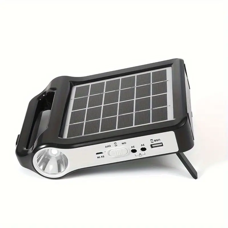 portable rechargeable solar panel power storage generator system usb charger with lamp home solar energy system kit for outdoor sports & outdoors details 11