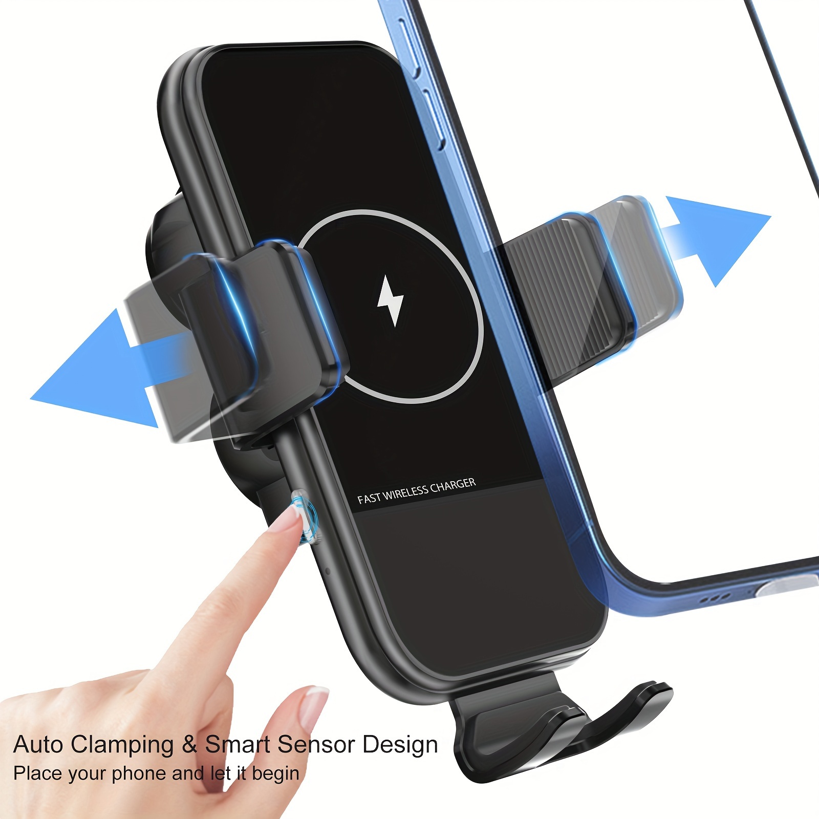Wireless Charger for Car - Auto Clamping Car Phone Holder Mount Wireless  Charging - Dashboard Air Vent Wireless Car Charger Compatible with
