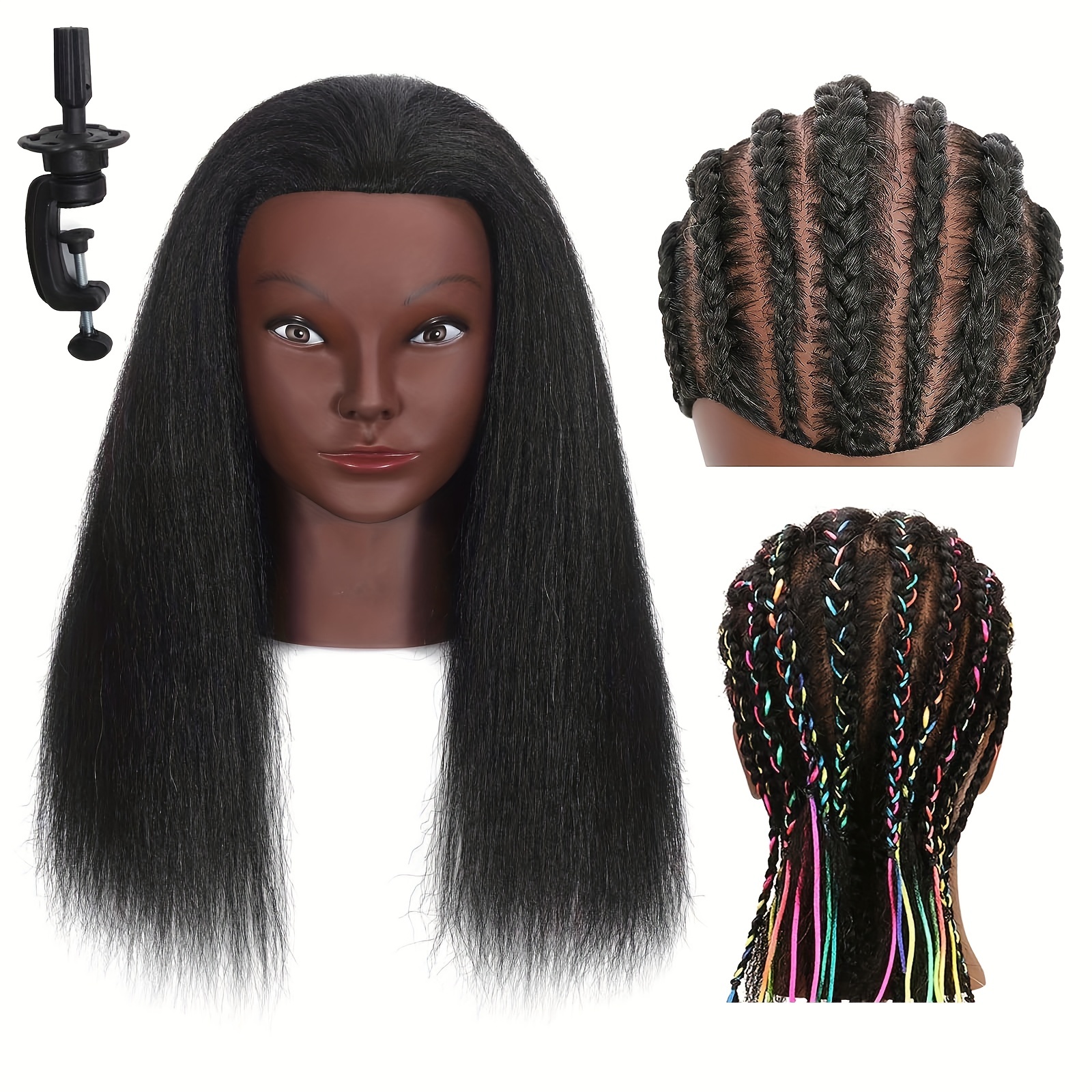 100% Human Hair Mannequin Head Kinky Curly Head Mannequin Real Hair  Cosmetology Doll Head for Hair-styling Practice Manikin Training Head With  Clamp