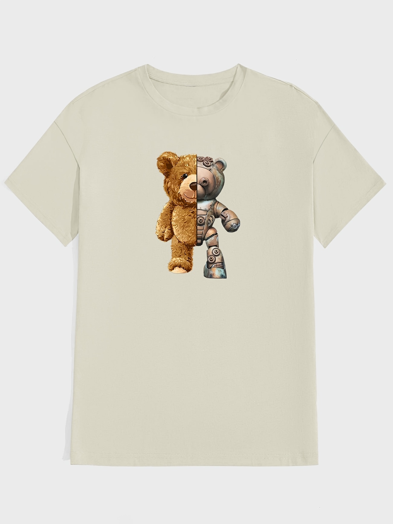 Men's Steam Punk Teddy Bear Print Casual Round Neck Short Sleeve T
