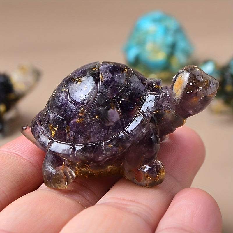 Natural Crystal Stone Crushed Stone Turtle Resin Crystal - Temu