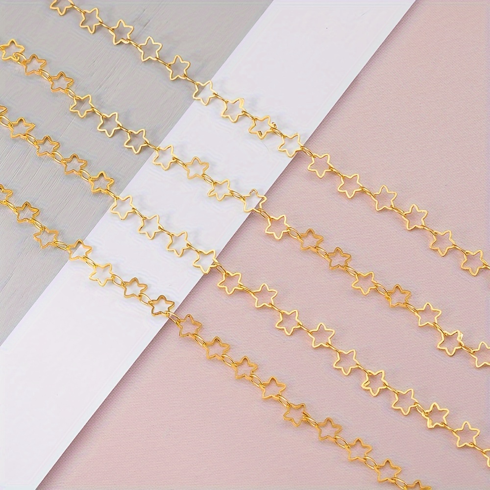 1meter Star Chain Golden Chain Hollow Metal Copper Chains - Temu