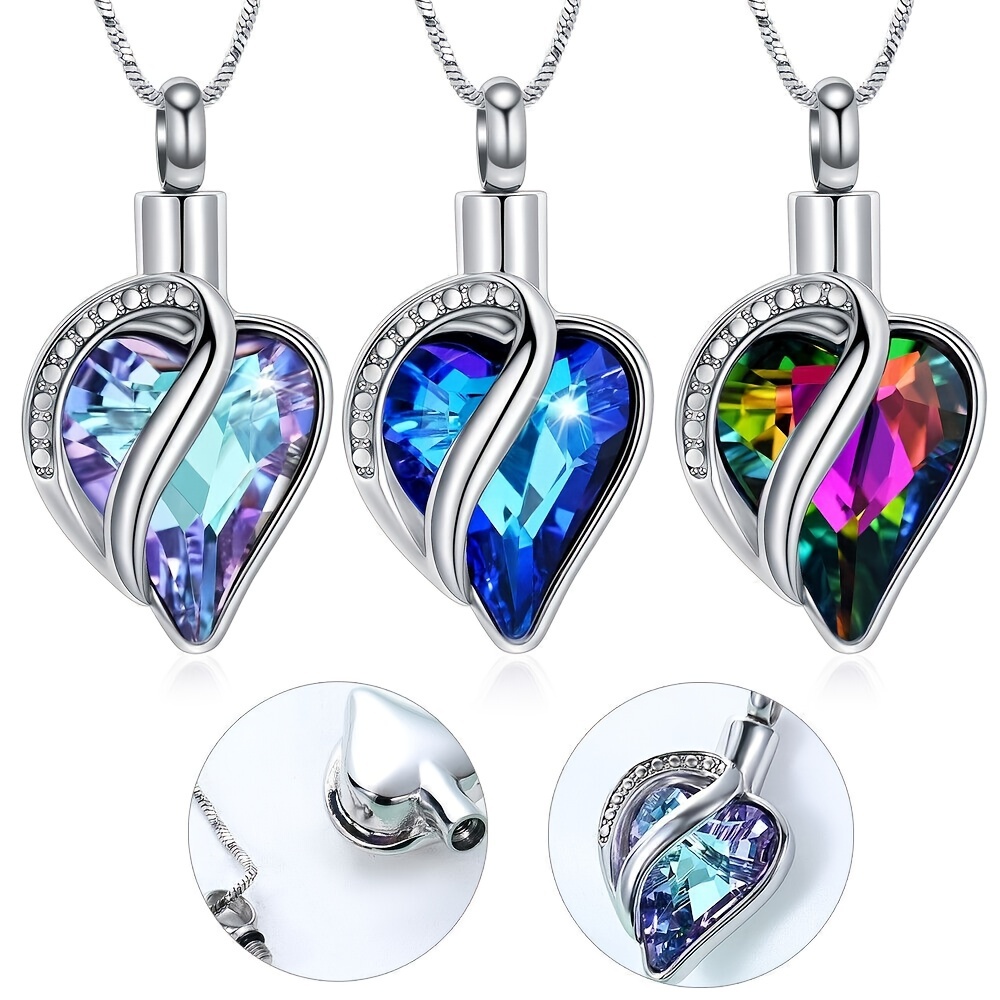 1pc infinity heart crystal love pendant necklace ashes hair storage keepsake necklace halloween gift ornament jewelry for men couples women sisters student memorial animal gifts