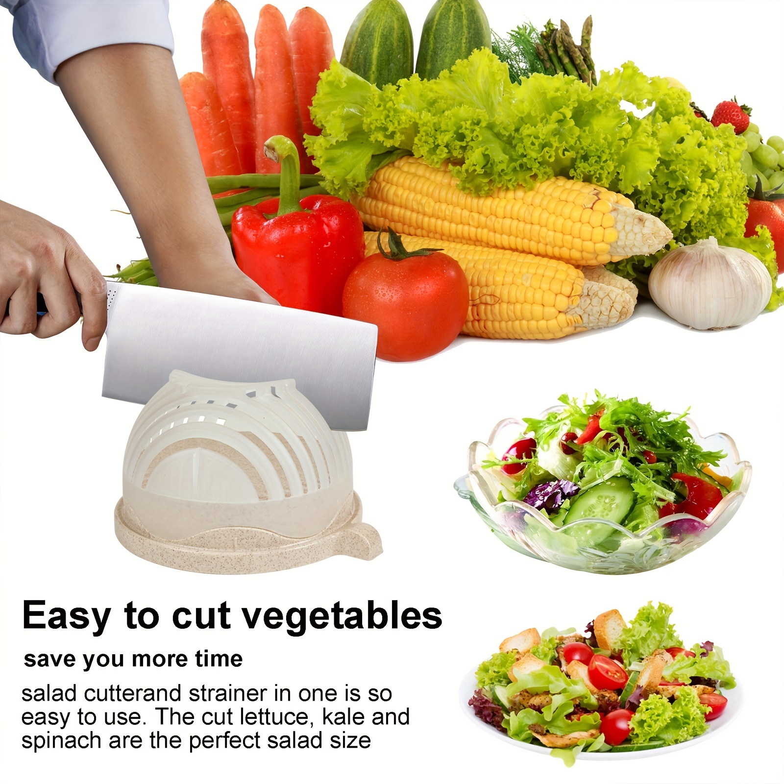 Snap Salad Cutter Bowl, Salad Chopper Bowl And Cutter, Multi-functional  Fast Salad Cutter Bowl, Salad Cutter Bowl With Lid Fast Vegetable Cut Set -  Temu