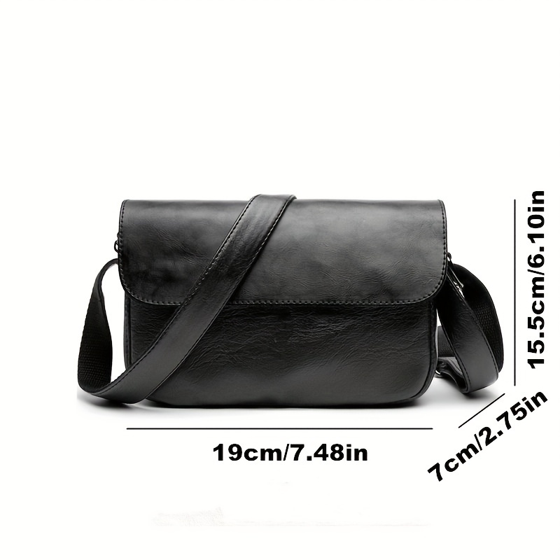 Men's Casual Pu Leather Shoulder Bag, Trendy Simple Square Crossbody Bag -  Temu