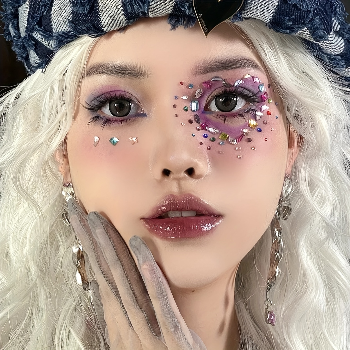 Shiny Rhinestones Face Jewels 3D Diamond Eyebrow Stickers Face Makeup Gems  Cute
