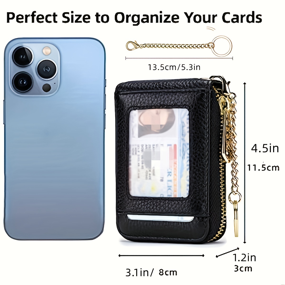 Rfid Credit Card Holder Wallet With Keychain Id Window Small