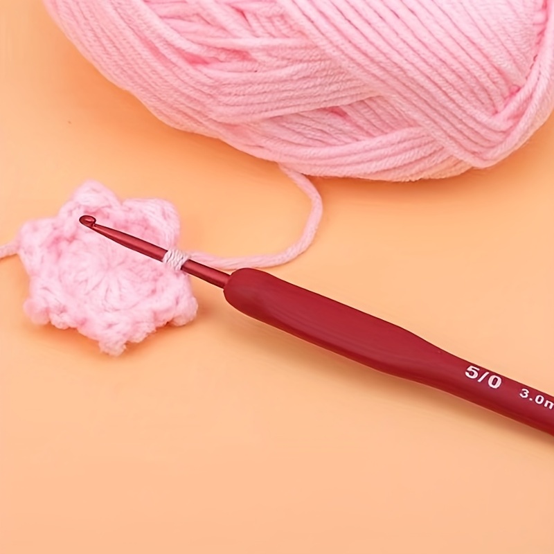 

9pcs Red Crochet Diy Hand Knitting Tools Aluminum Oxide Crochet Knitting Needle Bag Silicone Non-slip Crochet For Beginners And Experienced Crochet Hook Lovers
