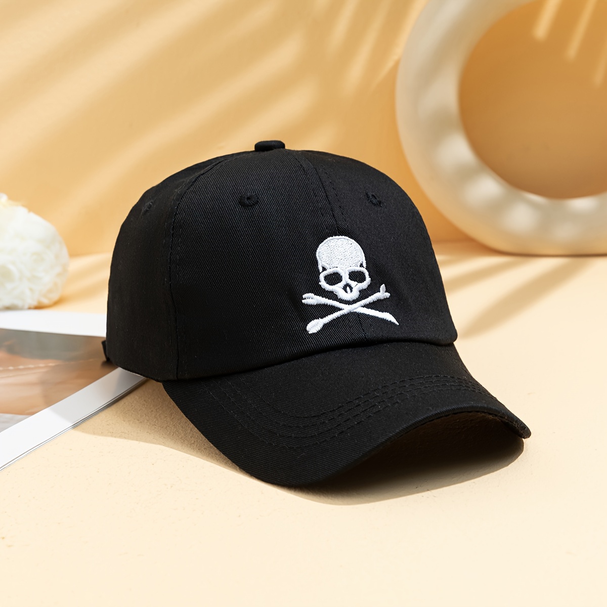

1pc Unisex Sunshade Retro Washed Baseball Cap With Skull Pattern For Outdoor Sport, Golf, Fishing