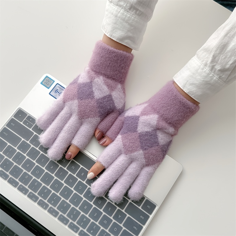 Gants Tricotés D'hiver Unisexes À Motifs Géométriques Gants - Temu