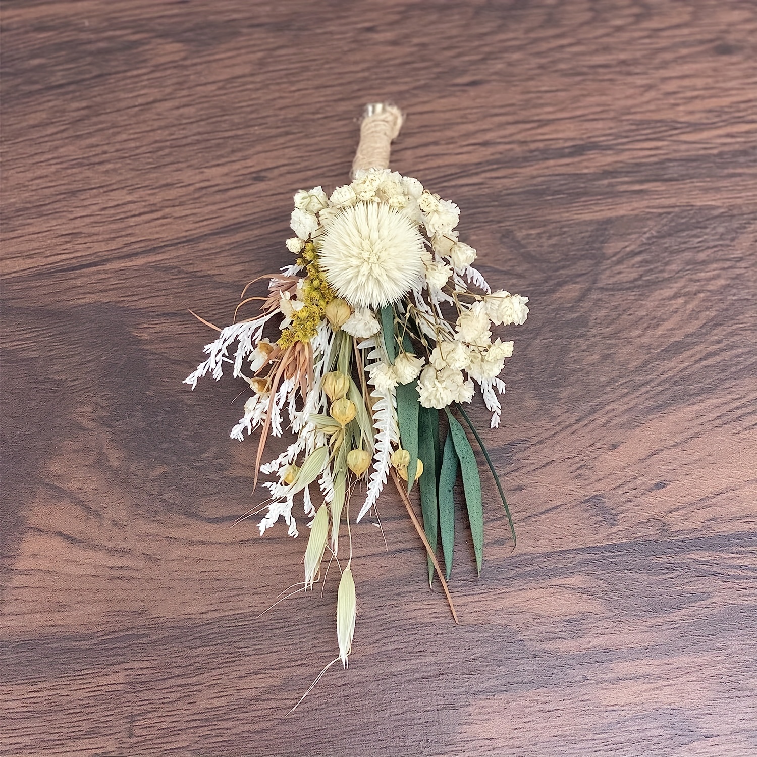 Flores secas naturales Boutonniere ramillete de 2 piezas para bodas, flores  de dama de honor, novios y padrinos de boda, decoración bohemia rústica