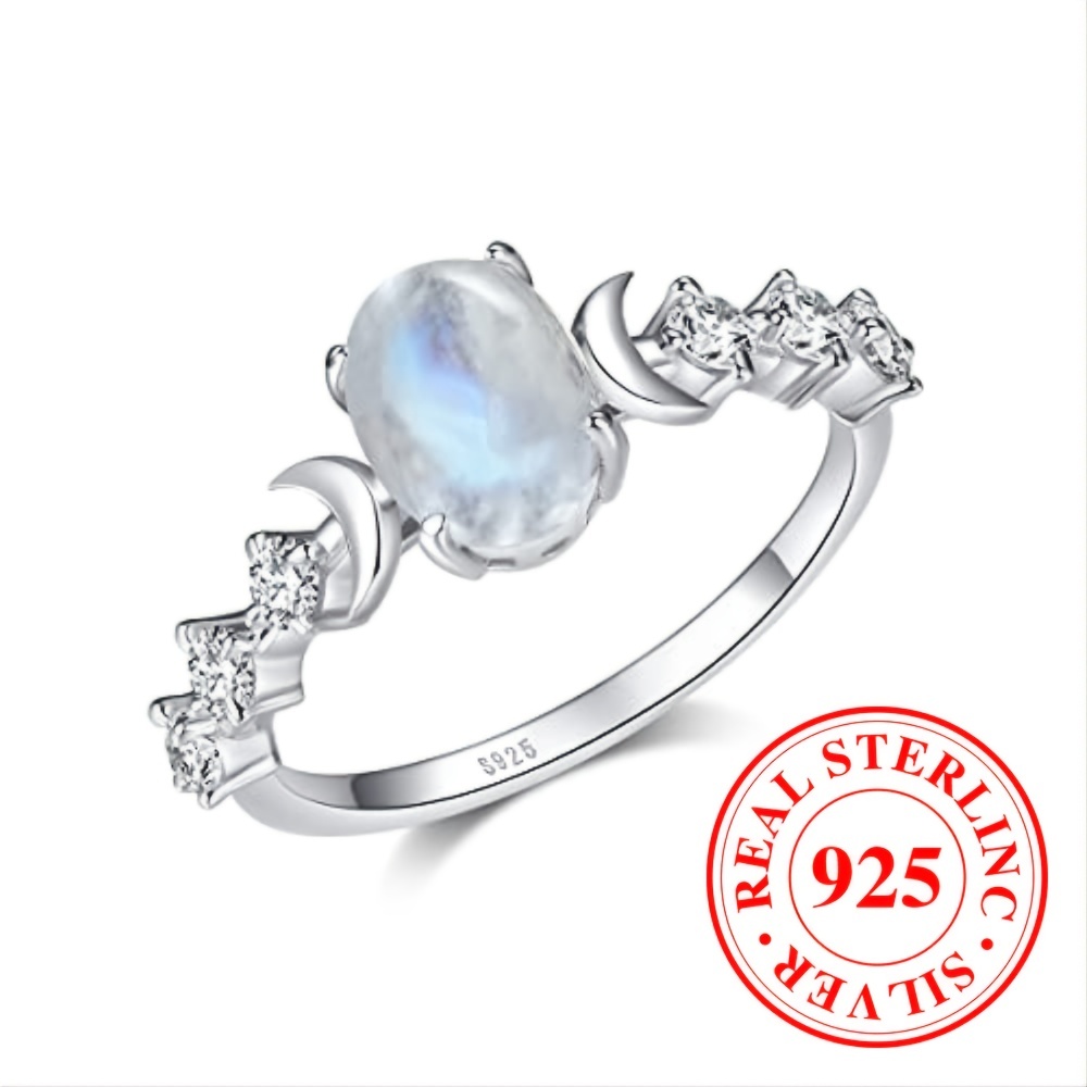 Moonstone Ring Sterling Silver Moon Phase Ring