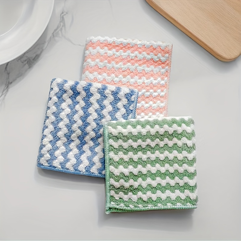 10pcs Striped Pattern Cleaning Rag,Kitchen Dishcloth , Dish Cloths