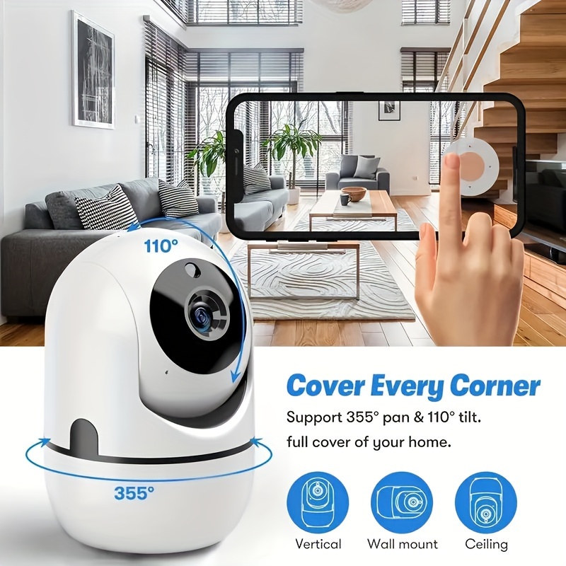 3MP Caméra IP Surveillance WiFi, Pan Tilt, Intérieur avec Alerte