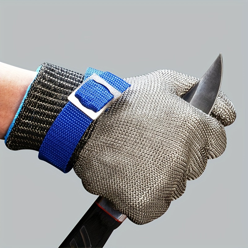 Schwer Cut Resistant Glove-Stainless Steel Wire Metal Mesh Butcher Safety Work Glove for Meat Cutting, Fishing (Large)