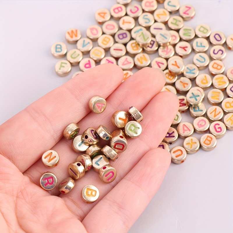 Acrylic Bronze Letters Beads Round Loose Spacer Beads For - Temu