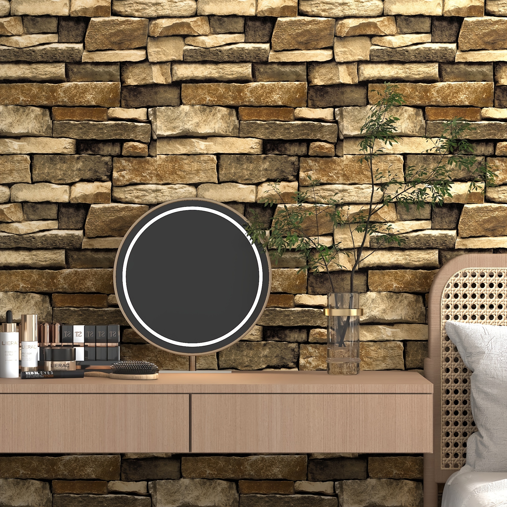 Papel pintado autoadhesivo de piedra de roca de vinilo, protector contra  salpicaduras de cocina, pared de baño extraíble