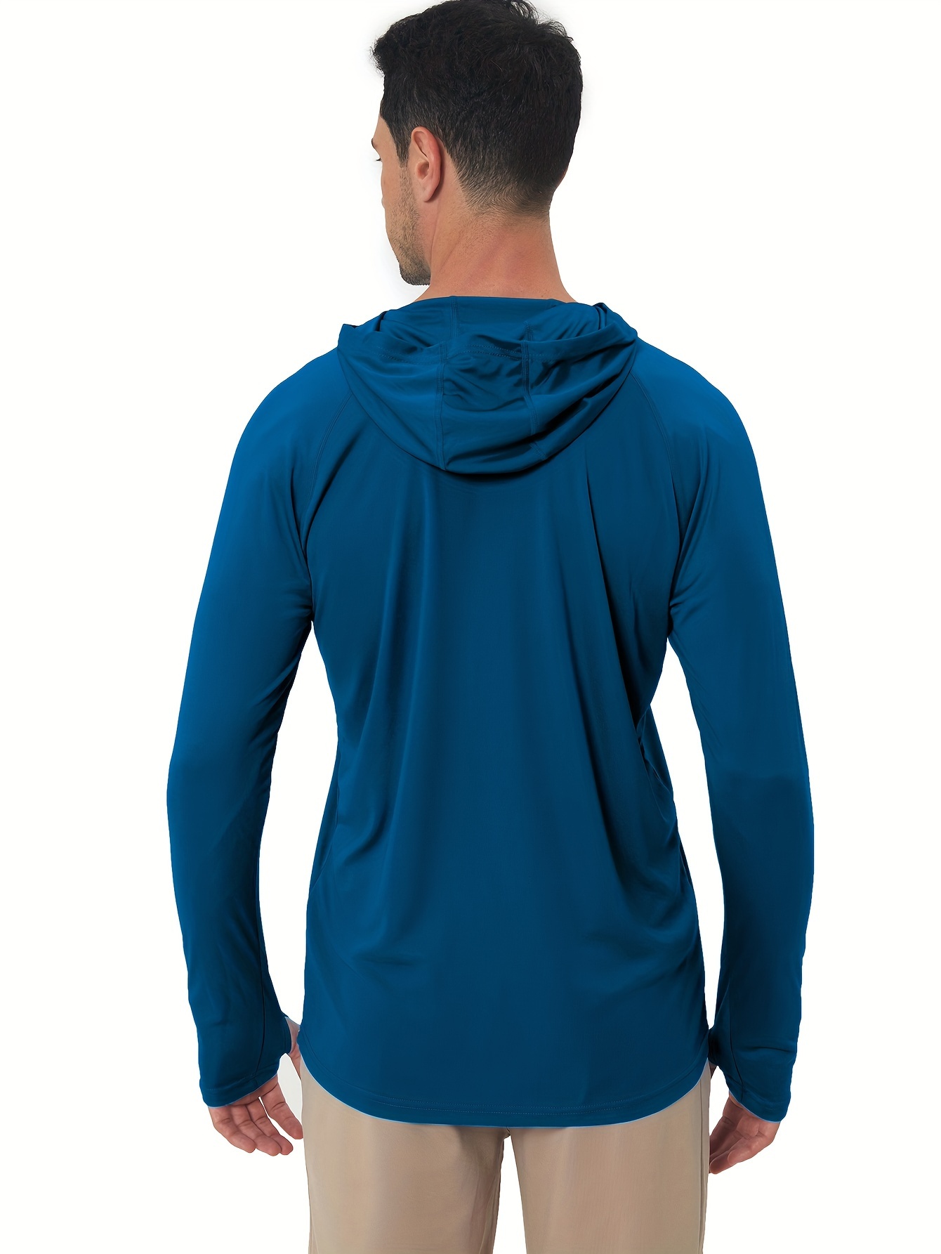  Safort Camiseta de manga larga con capucha y bolsillo para  hombre, con protección solar UPF 50+, para correr, pescar, senderismo,  Azul, bolsillo con cremallera : Ropa, Zapatos y Joyería