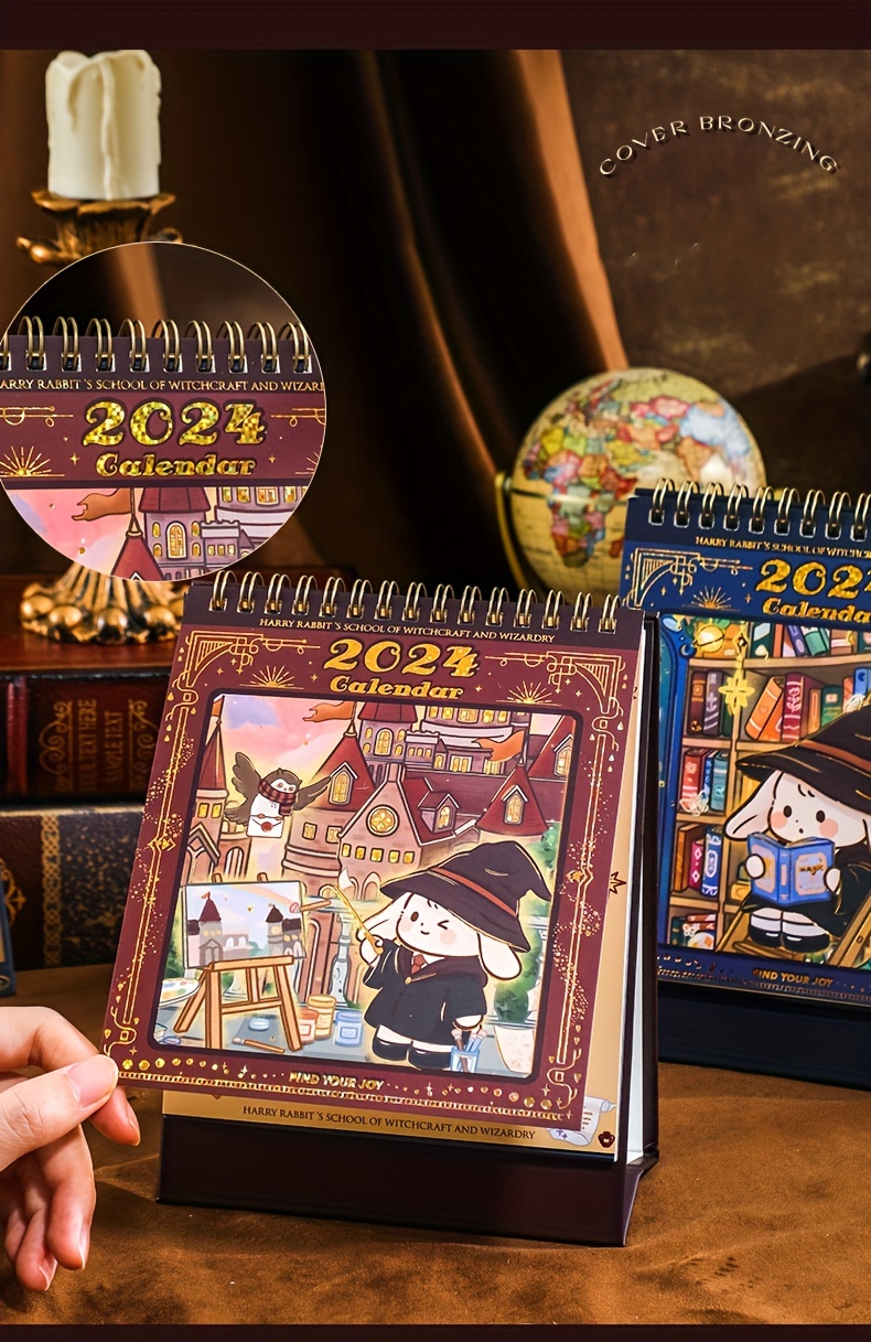 2024 Desk Calendar Magic College Rabbit Blue Mint Green Temu