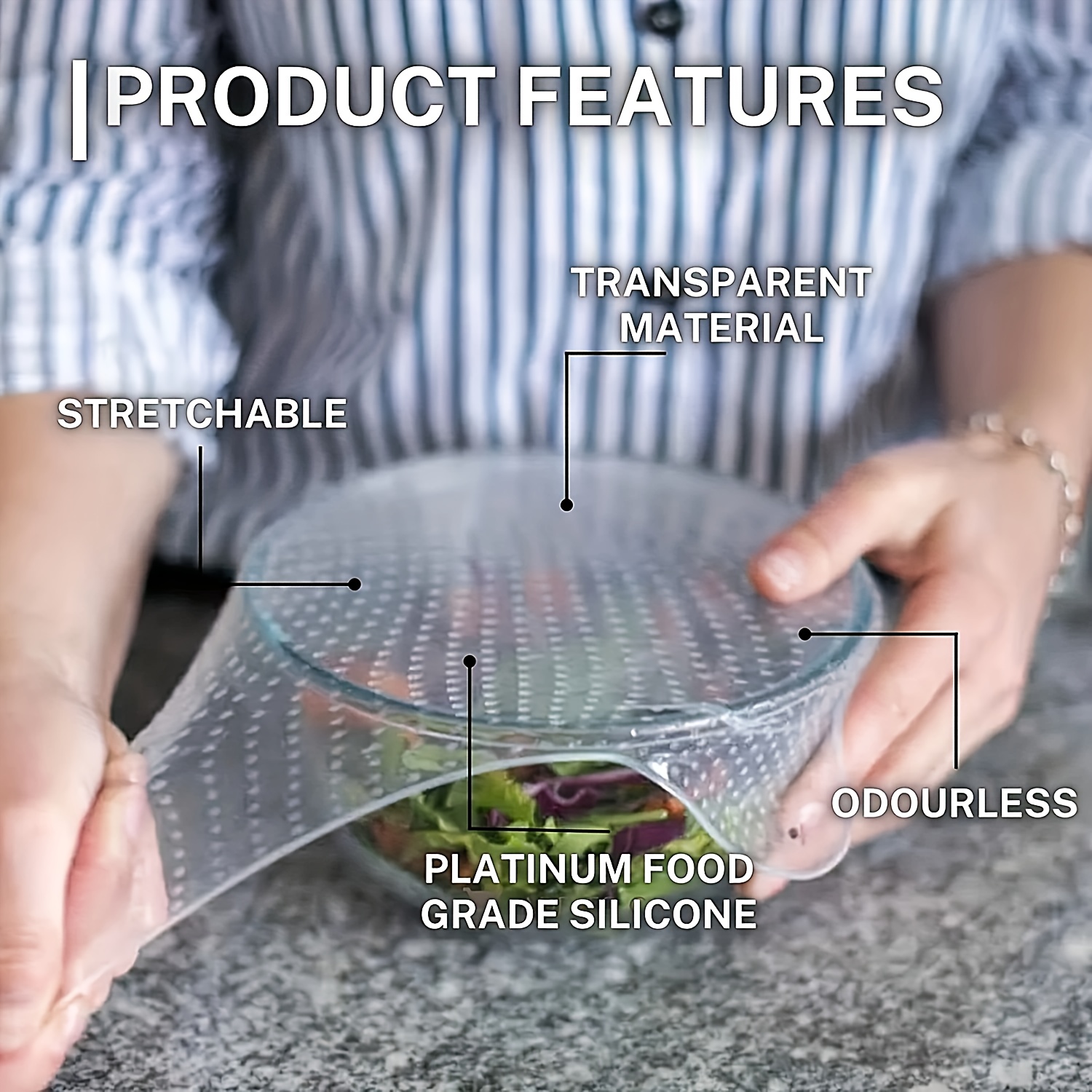 Reusable Eco Silicone Stretch Elastic Food Cover Seal Fresh-keeping Lid,  Collapsible Bowl Microwave Splatter Food Cover For Fresh Food Storage  Container, Food Saver Hugger, Kitchen Accessories - Temu