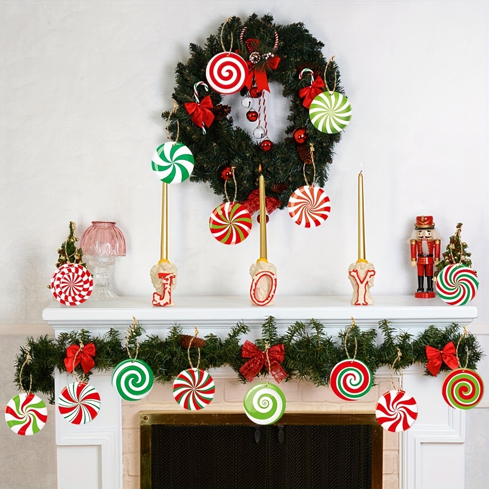 Christmas Candy Cane Peppermint Grinch Gingerbread Lollipop Red White  Ornaments