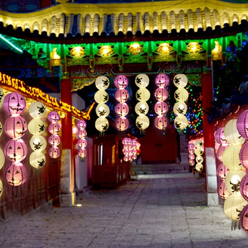 Halloween Hanging Paper Lanterns With Led Lights Bats - Temu