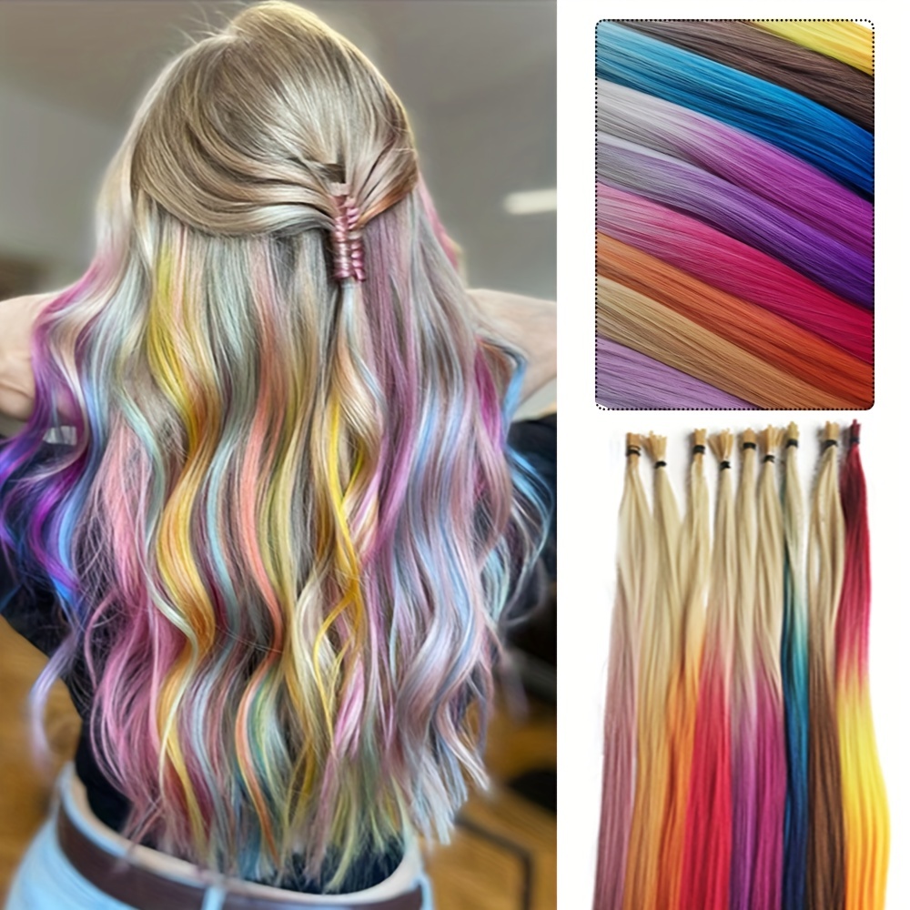 Colorful Hair Extension Ombre Long Straight Hairpiece - Temu