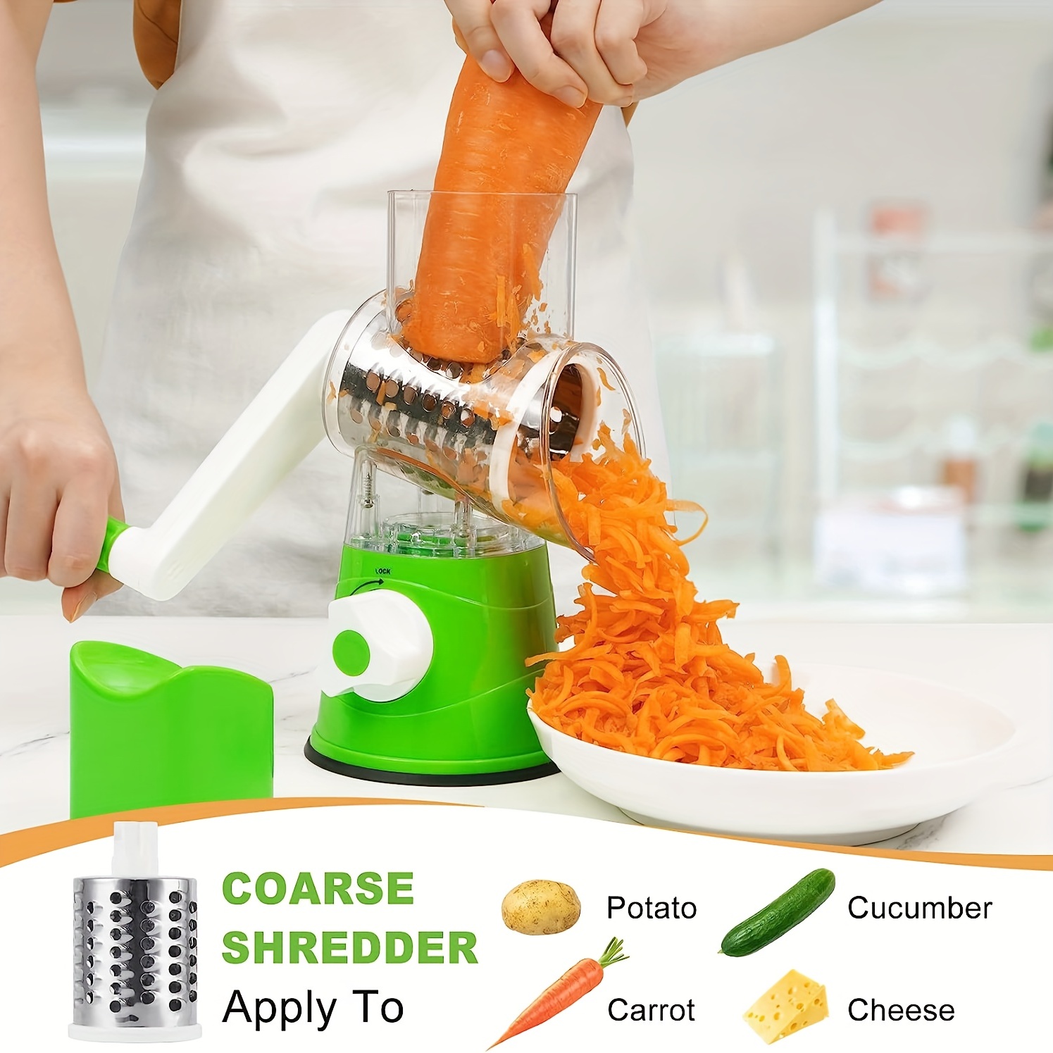 1 Set, Rotary Cheese Grater, 3in1 Vegetable Slicer
