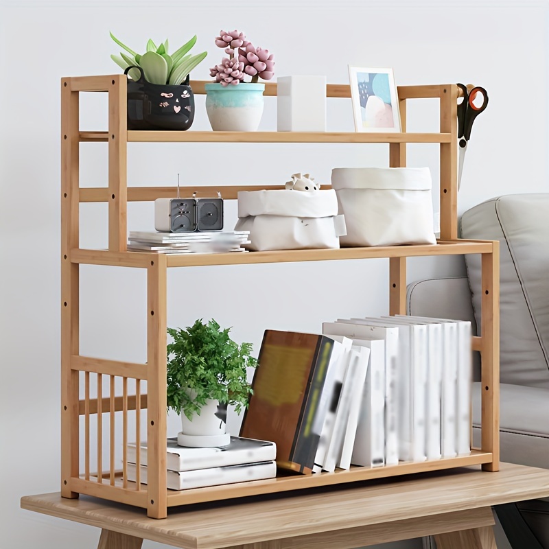 Desk Shelf Organizer,bamboo Table Rack,wood Desktop Bookshelf Kid,desk  Accessories,for Living Room, Study, Kitchen, Bedroom, Office 