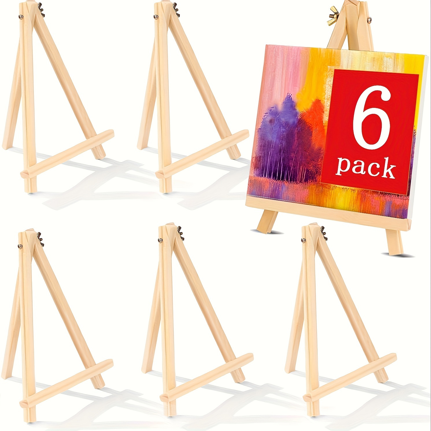  Juego de caballetes de madera de 9.4 pulgadas de alto,  caballetes de mesa, caballete de pintura para artistas, adultos,  estudiantes (paquete de 6) : Arte y Manualidades