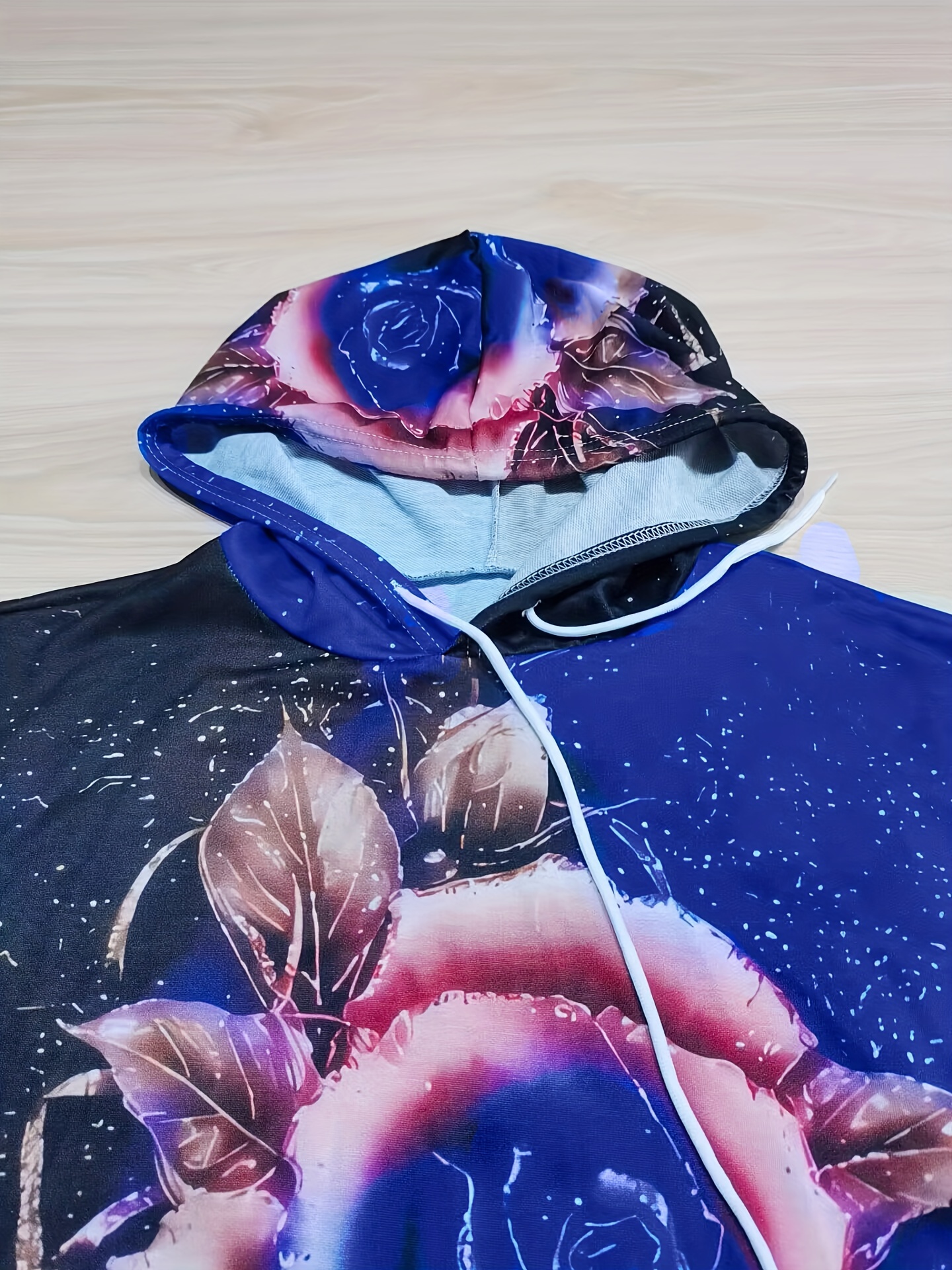 Floral Pattern Casual Hooded Sweatshirt Long Sleeves Temu