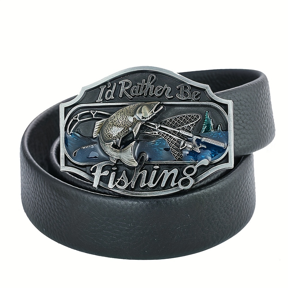 1PC Zinc Alloy I'd Rather Be Fishing Western Style Buckle, Fish Belt Buckle  For Fisherman, Jeans Accessories