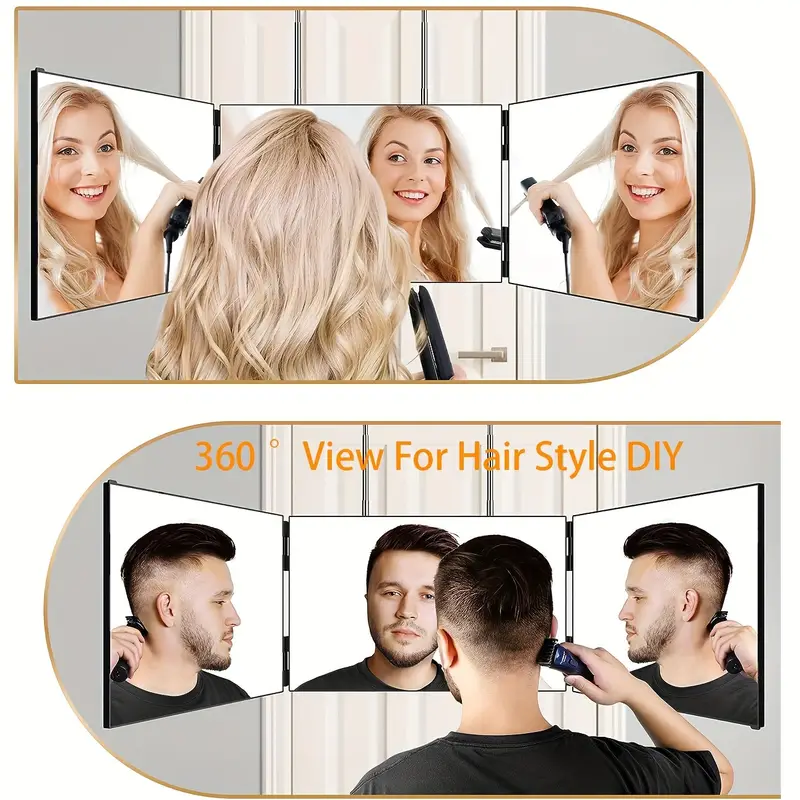1pc Haarschneide spiegel 3 wege spiegel + 10x spiegel 360 - Temu Austria