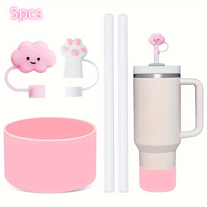 

2pcs Reusable Replacement Silicone Straws And 2pcs Silicone Straw Covers For Stanley Adventure Travel Tumbler 40oz And 1pc Silicone Stanley Cup Boot Set