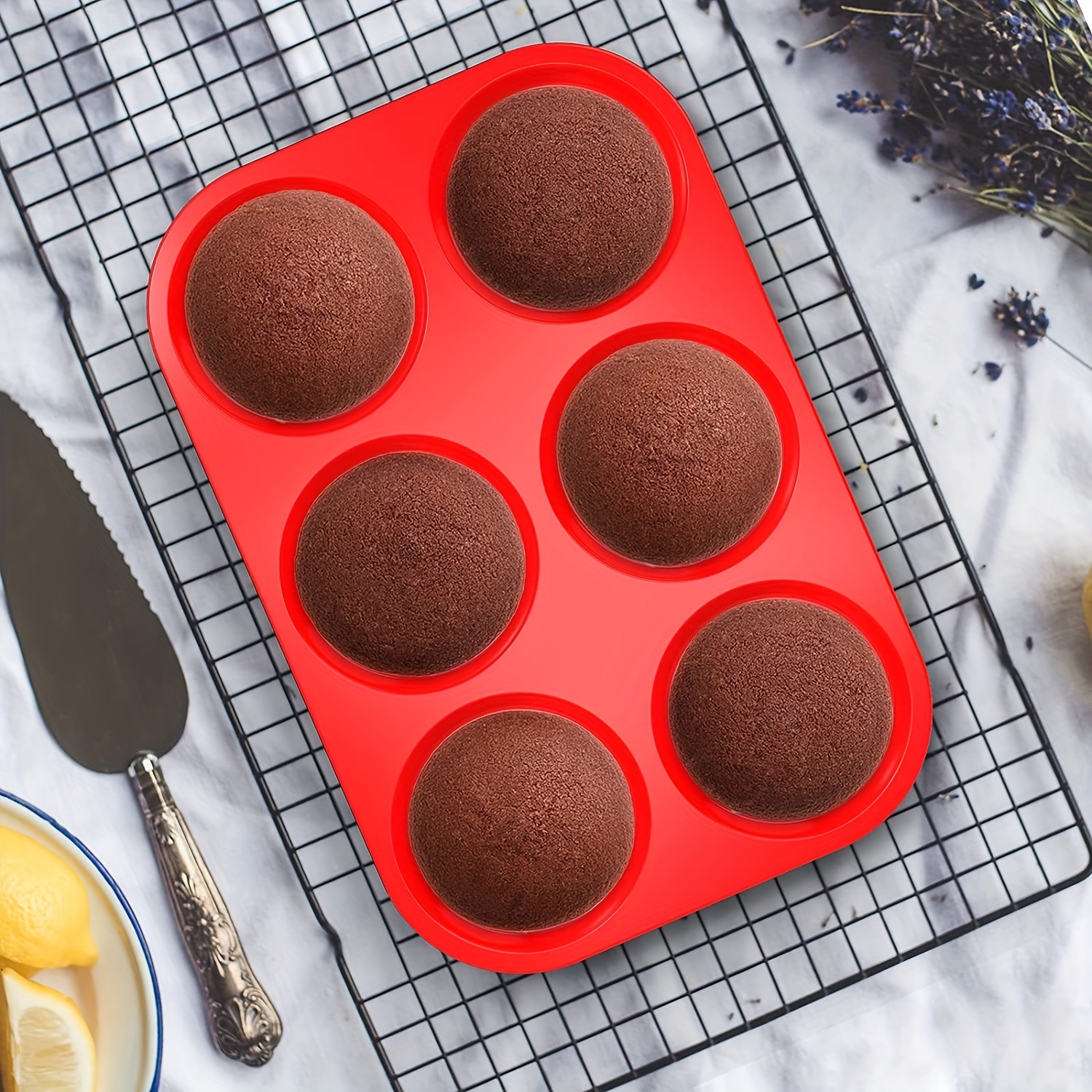 Silicone Muffin Pan, European Silicone Cupcake Baking Pan, 6 Cup Muffin,  Non-Stick Muffin Tray, Egg Muffin Pan, Food Grade Muffin Molds, BPA Free Muffin  Tins Red 