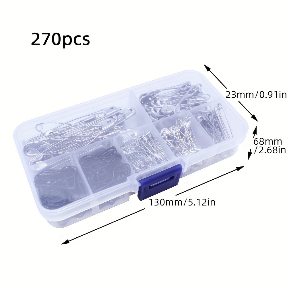 Safety Pins With Storage Box Assorted Size Large Small - Temu