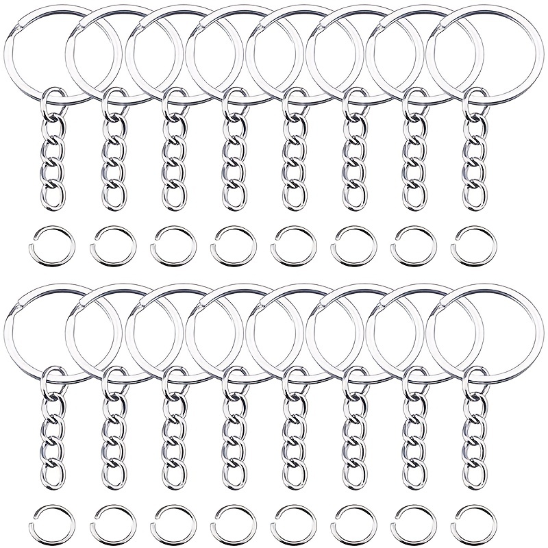 10Pcs Metal Split Keychain Ring Parts Key Chains With 25mm Open Jump Ring  Connector Key Ring
