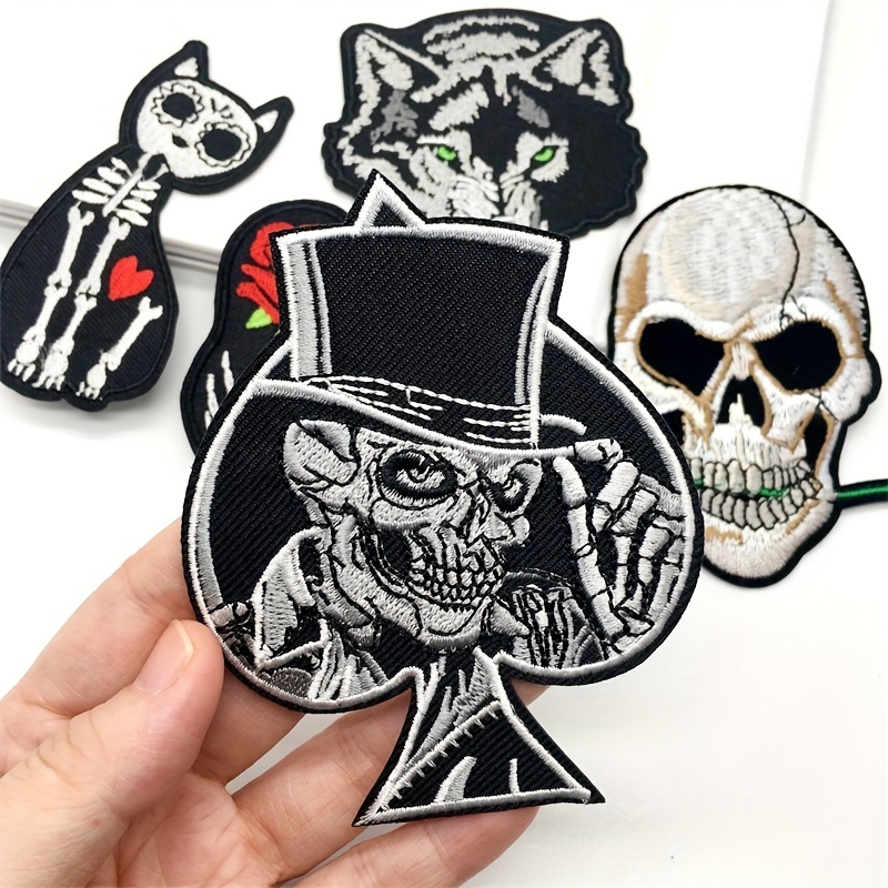 5 Pcs/Set Punk DIY Iron On Patch Sewing Patches For Clothing Skull