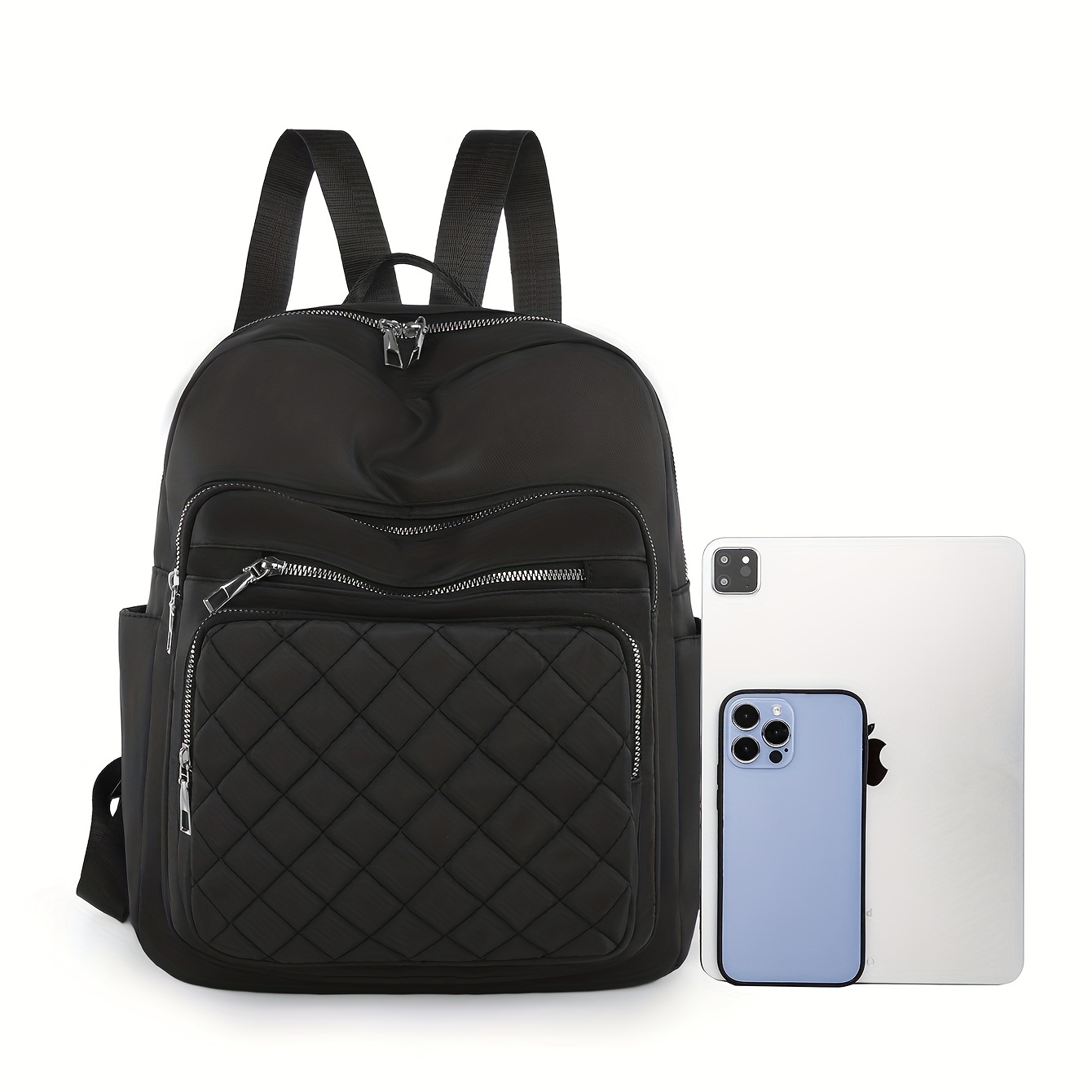 Minimalist Solid Backpack All Match Argyle Pattern Storage Backpack