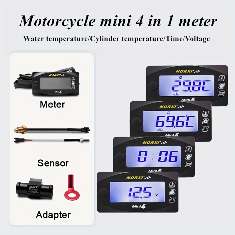 Thermomètre Numérique pour Moto, et 18mm/22mm Adapter, Instruments  Température D'eau de Moto, Température de L'eau Affichage, Adaptateur  Capteur de Température de Sonde en Métal Étanche pour KOSO(18) : :  Auto et Moto