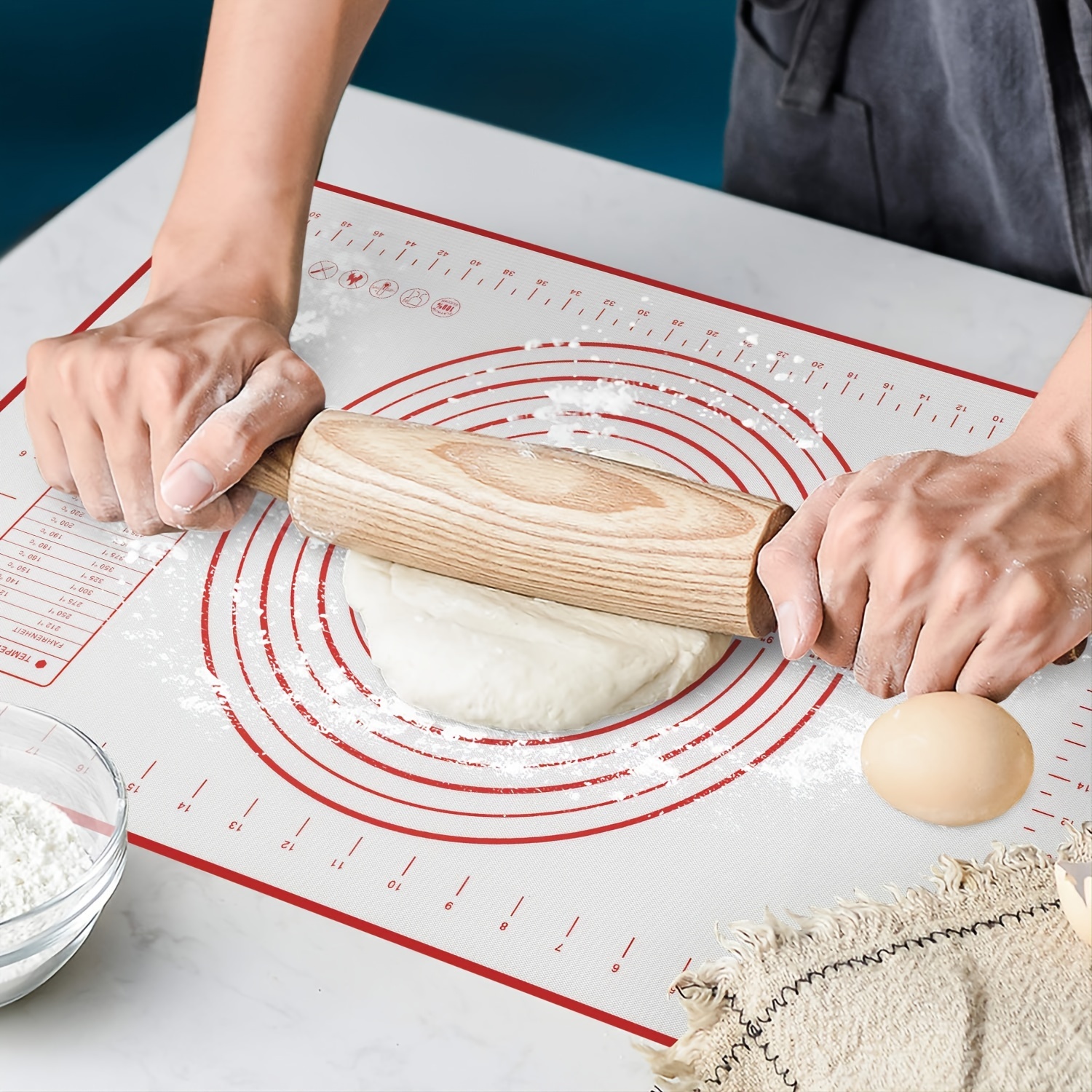 Baking Mat With Engraved Scales Thickened Silicone Kneading - Temu