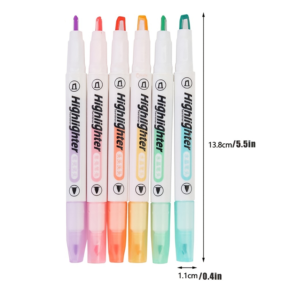 Double Line Double Color Highlighters Pen Study Marker 2 - Temu