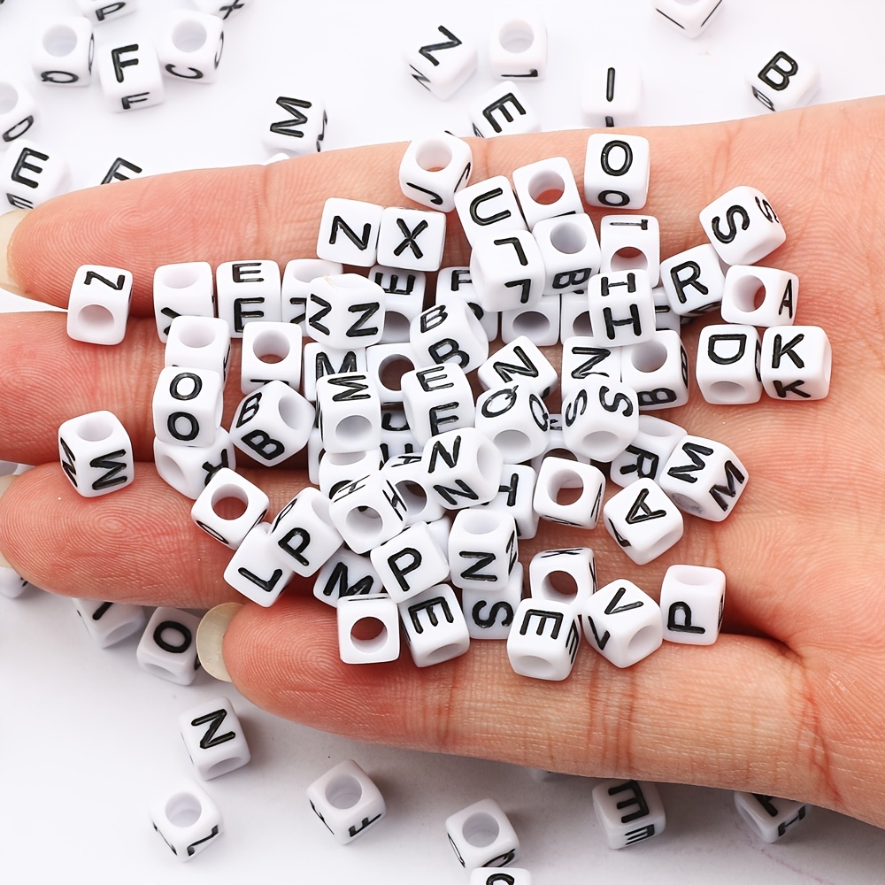 Square Letter Beads 6x6mm Acrylic Alphabet Beads N for Bracelets Jewelry  Making Keychain DIY - 100pcs