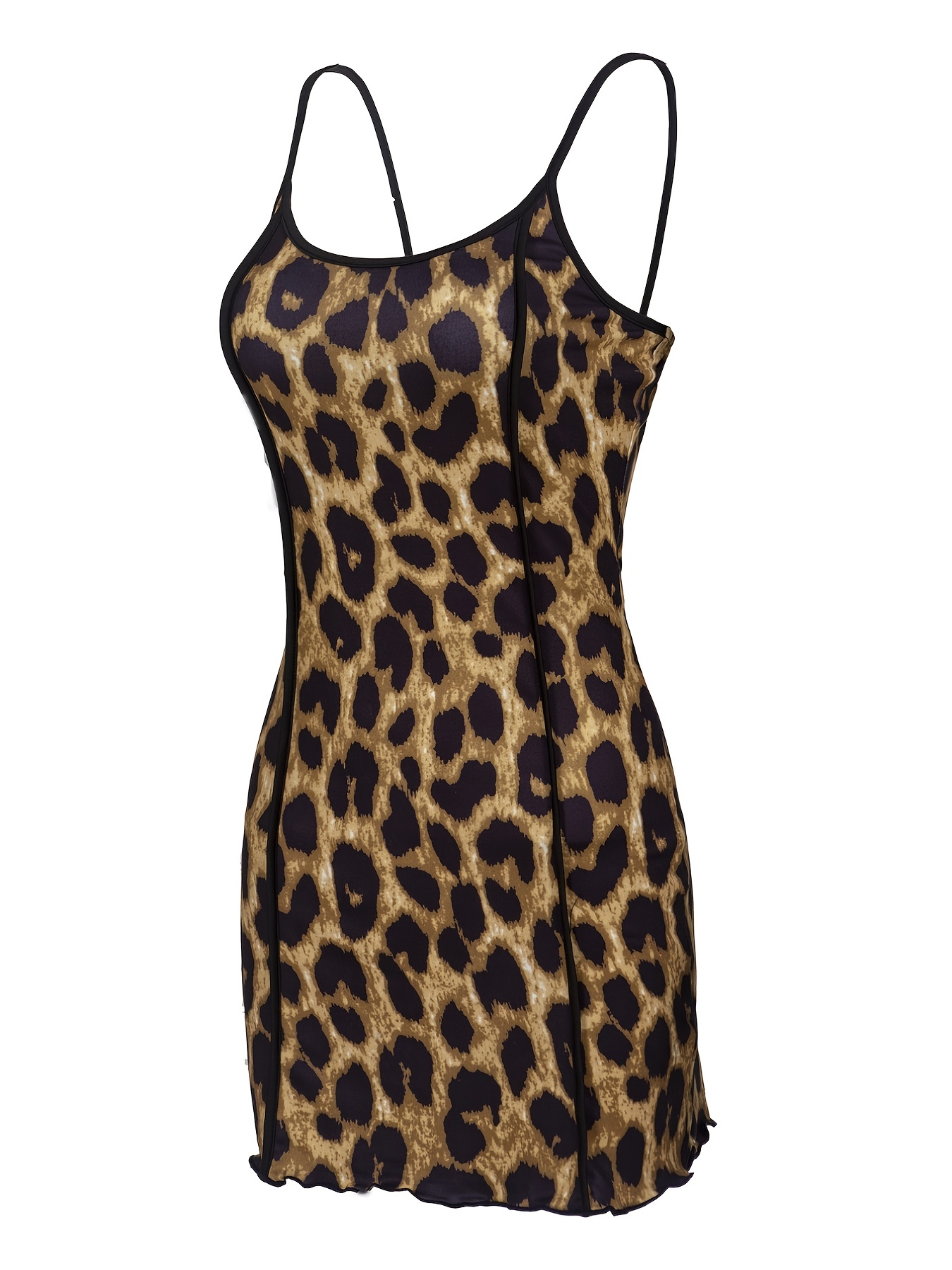 Women's Leopard Print Full Slip Nightwear Sexy V neck Satin - Temu ...