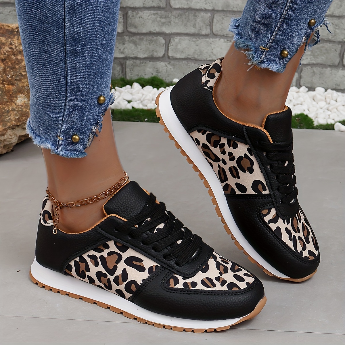 Lace up cheap leopard sneakers