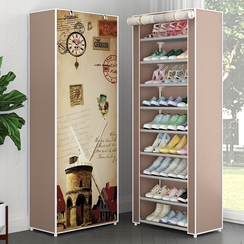 Floor Standing Shoes Rack With Non-woven Zipper Cover, Dustproof Shoes  Storage Cabinet, Suitable For Corridor, Entrance, Bedroom, Living Room,  Dorm, Office - Temu