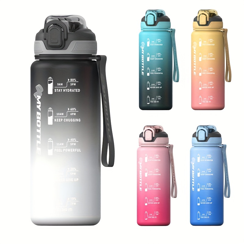 Temu 650ml Gradient Color Outdoor Sports Water Bottle With Time