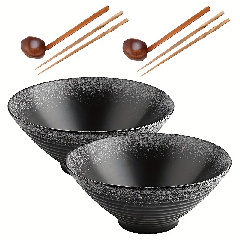 Ceramic Ramen Bowl Japanese Noodle Soup Bowls Spoons - Temu