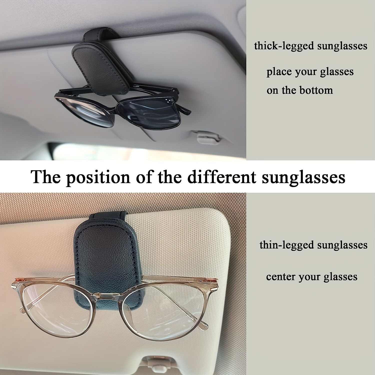Sunglasses Holder Car Sun Visor Magnetic Pu Leather - Temu