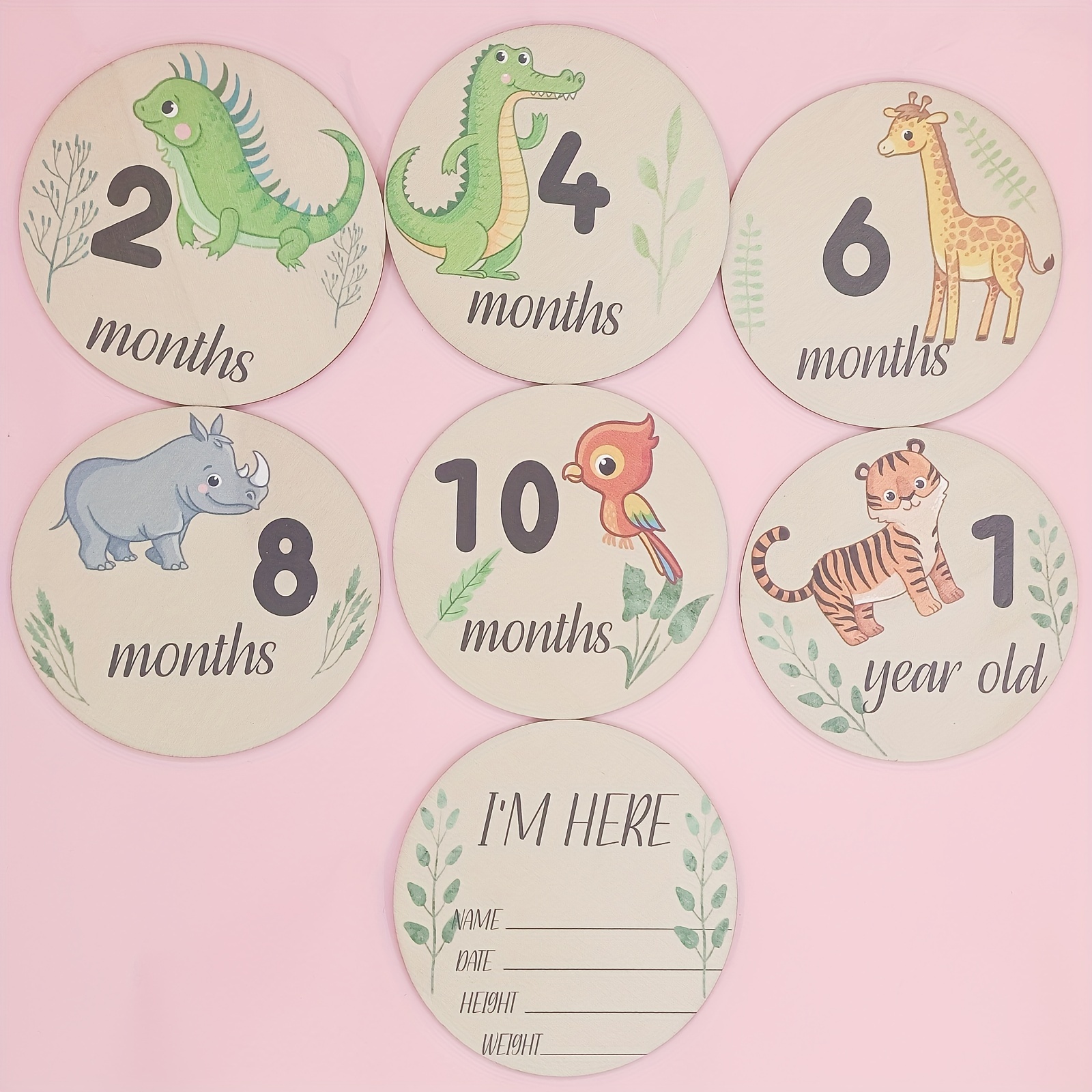 Animal Milestone Cards Wooden Milestone Birth Sign Temu